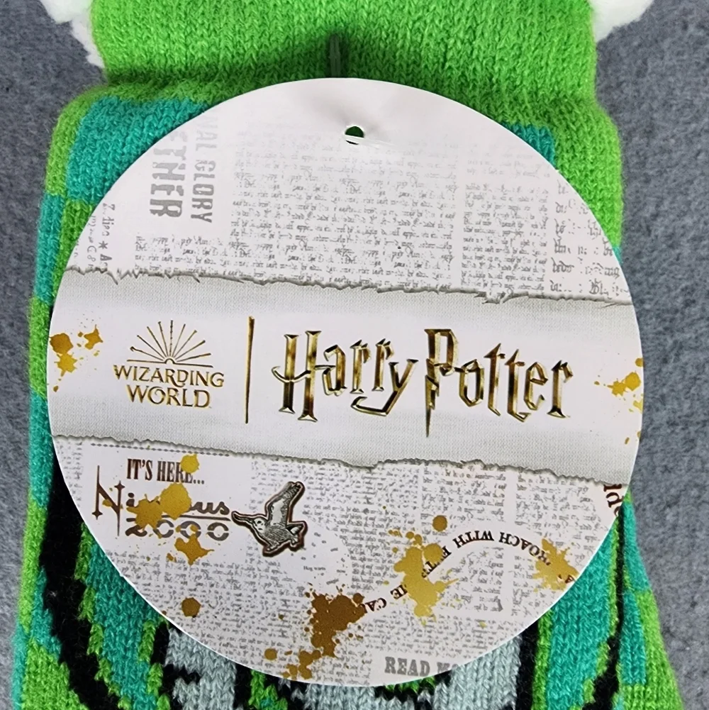 Harry Potter Cozy Green Checkered Socks with White Sherpa Cuff Unisex OS